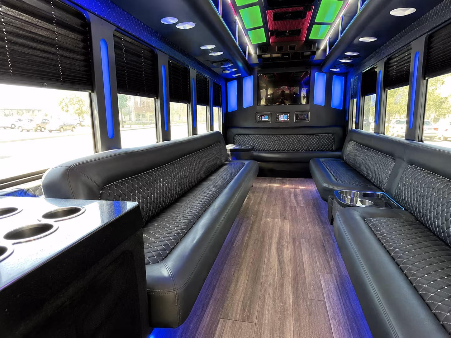 coeur d alene 15 passenger party bus inside