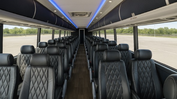Interior of Charter Bus Company Coeur d'Alene's 54 Passenger Charter Bus in Coeur d'Alene