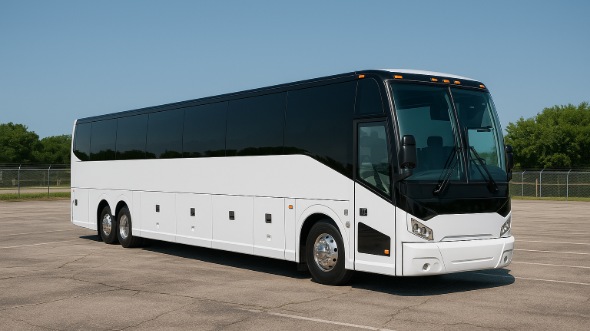 Exterior of Charter Bus Company Coeur d'Alene's 55 Passenger Charter Bus in Coeur d'Alene