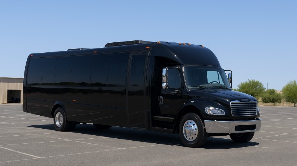 Exterior of Charter Bus Company Coeur d'Alene's Party Bus in Coeur d'Alene