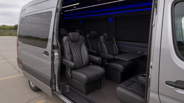 Interior of Charter Bus Company Coeur d'Alene's Sprinter Van Rental With Driver in Coeur d'Alene